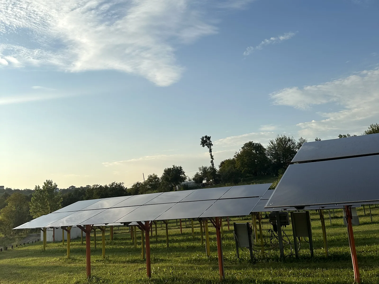 Rows of solar panels at the Comex plant at Raduša in daylight